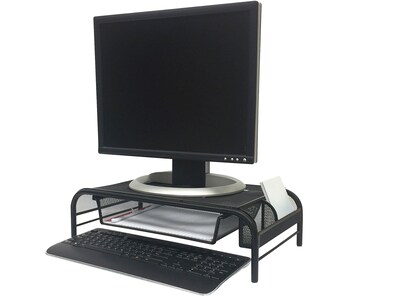 Mind Reader Network Collection Metal Mesh Monitor Stand with Drawer, Up to 24 Monitor, Black (MESHM