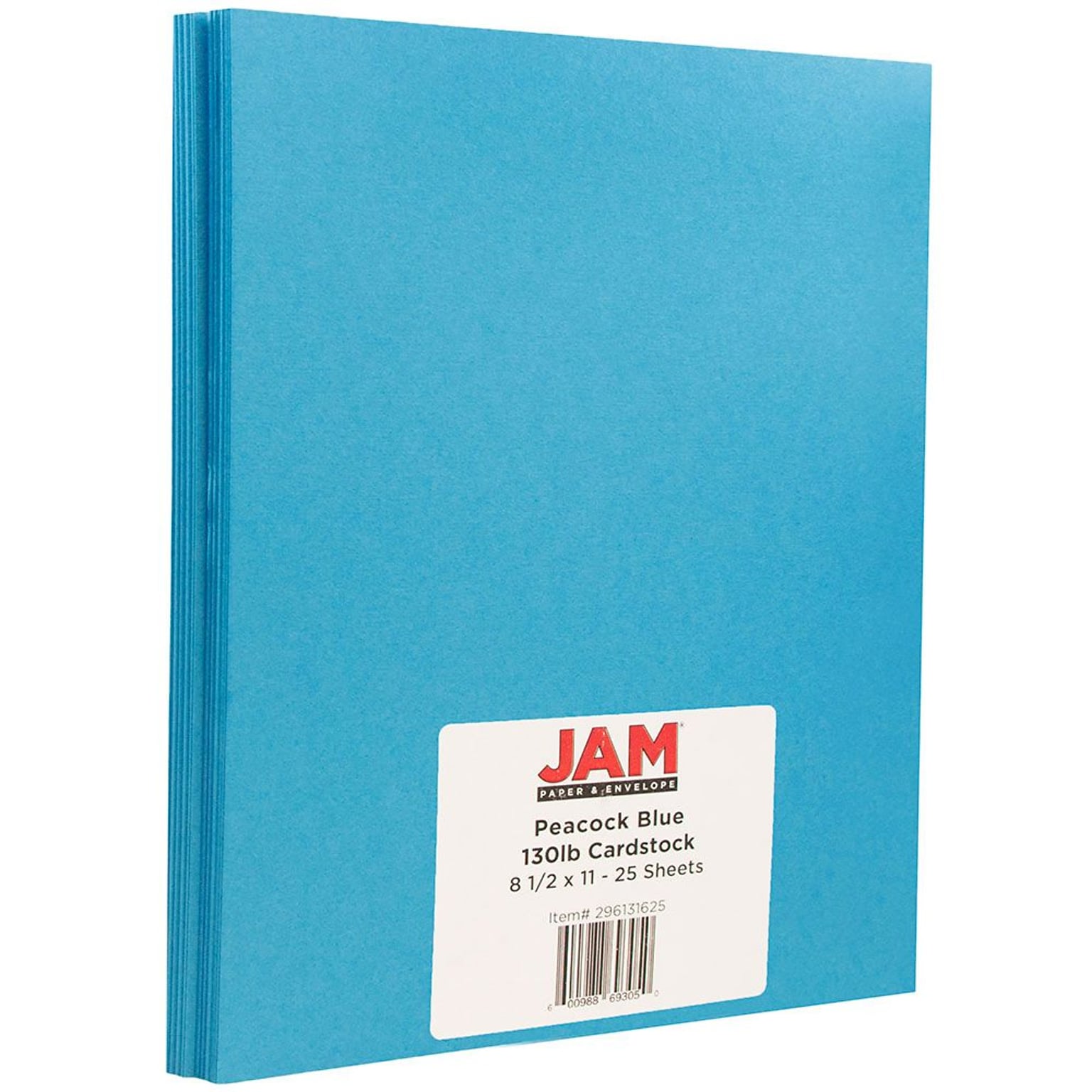 JAM Paper® Matte Cardstock, 8.5 x 11, 130lb Peacock Blue, 25/pack