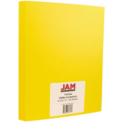 JAM Paper® Matte Cardstock, 8.5 x 11, 130lb Yellow, 25/pack