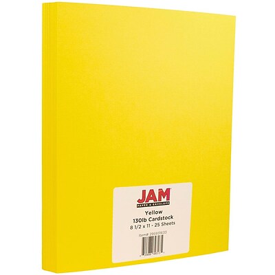 JAM Paper® Matte Cardstock, 8.5 x 11, 130lb Yellow, 25/pack