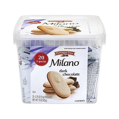 Pepperidge Farm Milano Cookies & Sweets, Dark Chocolate, 0.75 Oz., 20/Pack (220-00088)