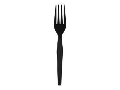 Dixie Individually Wrapped Plastic Fork, Heavy-Weight, Black, 1000/Carton (FH53C7)