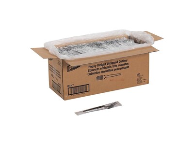 Dixie Individually Wrapped Plastic Fork, Heavy-Weight, Black, 1000/Carton (FH53C7)