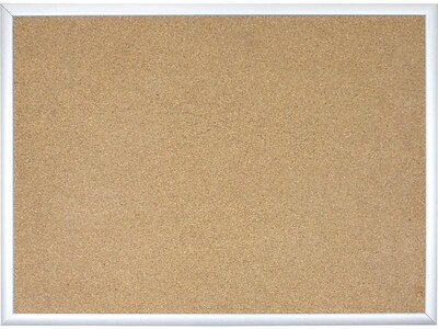 U Brands Basics Cork Bulletin Board, Silver Frame, 4 x 3 (022U00-01)