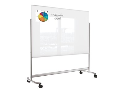 MooreCo Visionary Move Glass Dry-Erase Whiteboard, Metal Frame, 6' x 4' (74951)