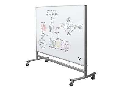 MooreCo Visionary Move Glass Dry-Erase Whiteboard, Metal Frame, 6' x 4' (74951)
