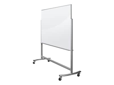 MooreCo Visionary Move Glass Dry-Erase Whiteboard, Metal Frame, 6' x 4' (74951)