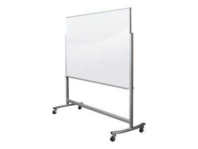 MooreCo Visionary Move Glass Dry-Erase Whiteboard, Metal Frame, 6' x 4' (74951)