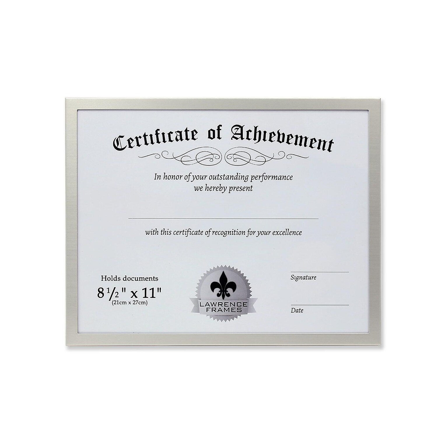 Lawrence Frames Document Metal Certificate Frame, Aluminum (240181)