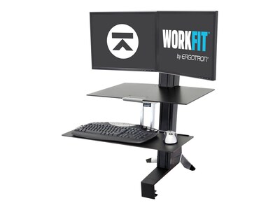 Ergotron WorkFit-S Dual Monitor Stand, Up to 24 Monitors, Black (33-349-200)