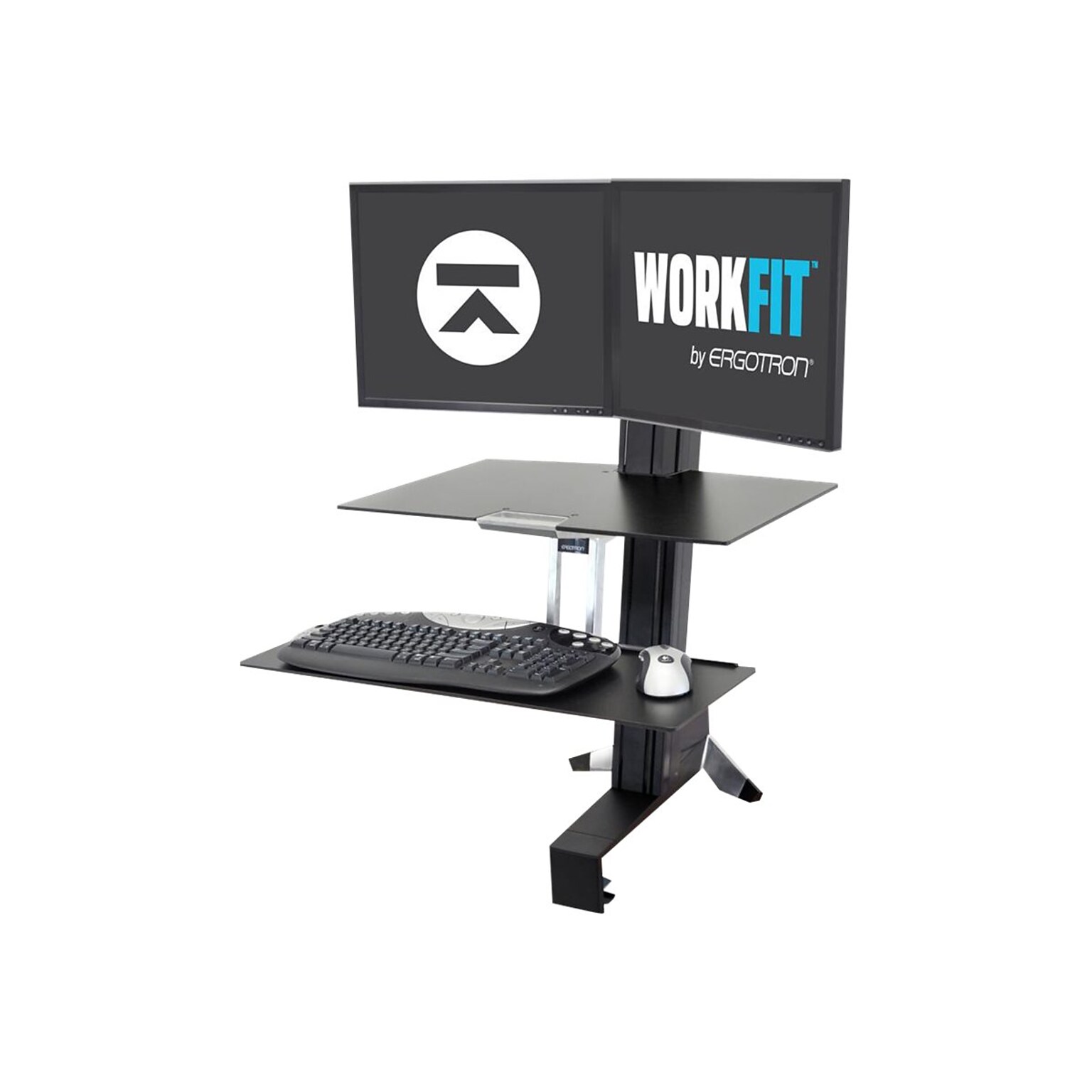 Ergotron WorkFit-S Dual Monitor Stand, Up to 24 Monitors, Black (33-349-200)