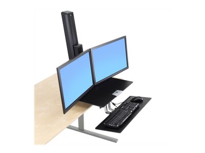 Ergotron WorkFit-S Dual Monitor Stand, Up to 24" Monitors, Black (33-349-200)