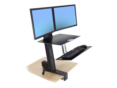 Ergotron WorkFit-S Dual Monitor Stand, Up to 24" Monitors, Black (33-349-200)