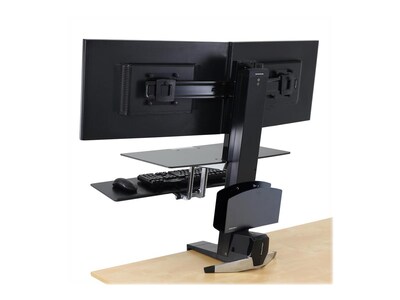 Ergotron WorkFit-S Dual Monitor Stand, Up to 24" Monitors, Black (33-349-200)