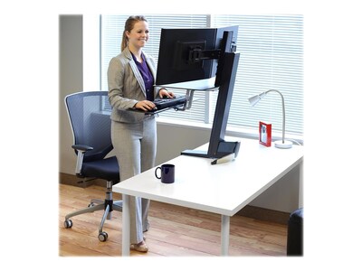 Ergotron WorkFit-S Dual Monitor Stand, Up to 24" Monitors, Black (33-349-200)