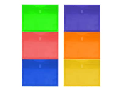 JAM Paper Poly Envelope with Hook & Loop Closure, 1 Expansion, Letter Size, Assorted Colors, 6/Pack