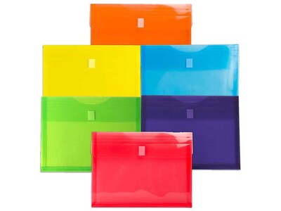 JAM Paper Poly Envelope with Hook & Loop Closure, 1 Expansion, Letter Size, Assorted Colors, 6/Pack