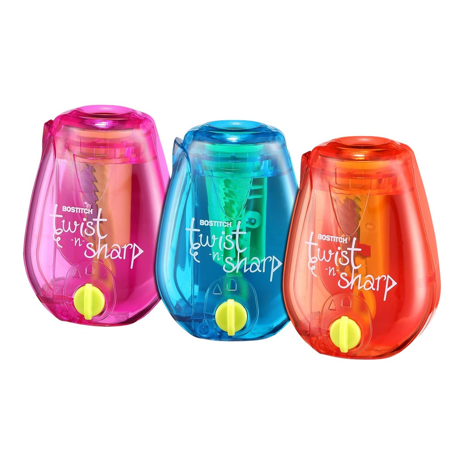 Bostitch Twist-n-Sharp Manual Pencil Sharpener, Assorted Colors (PS1-ADJ)