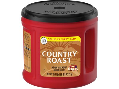 Folgers Country Roast Ground Coffee, Medium Dark Roast (SMU02063)