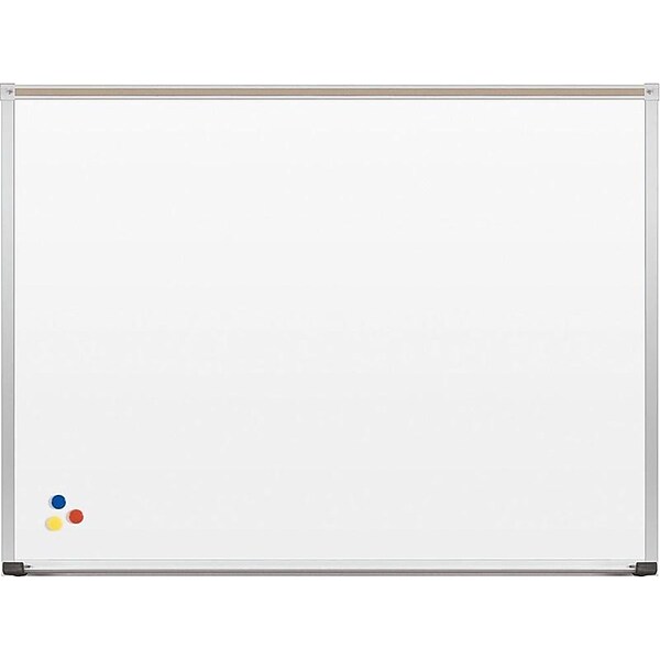 MooreCo Porcelain Dry-Erase Whiteboard, Anodized Aluminum Frame, 3