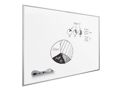 MooreCo Porcelain Dry-Erase Whiteboard, Anodized Aluminum Frame, 3' x 4' (202AC)