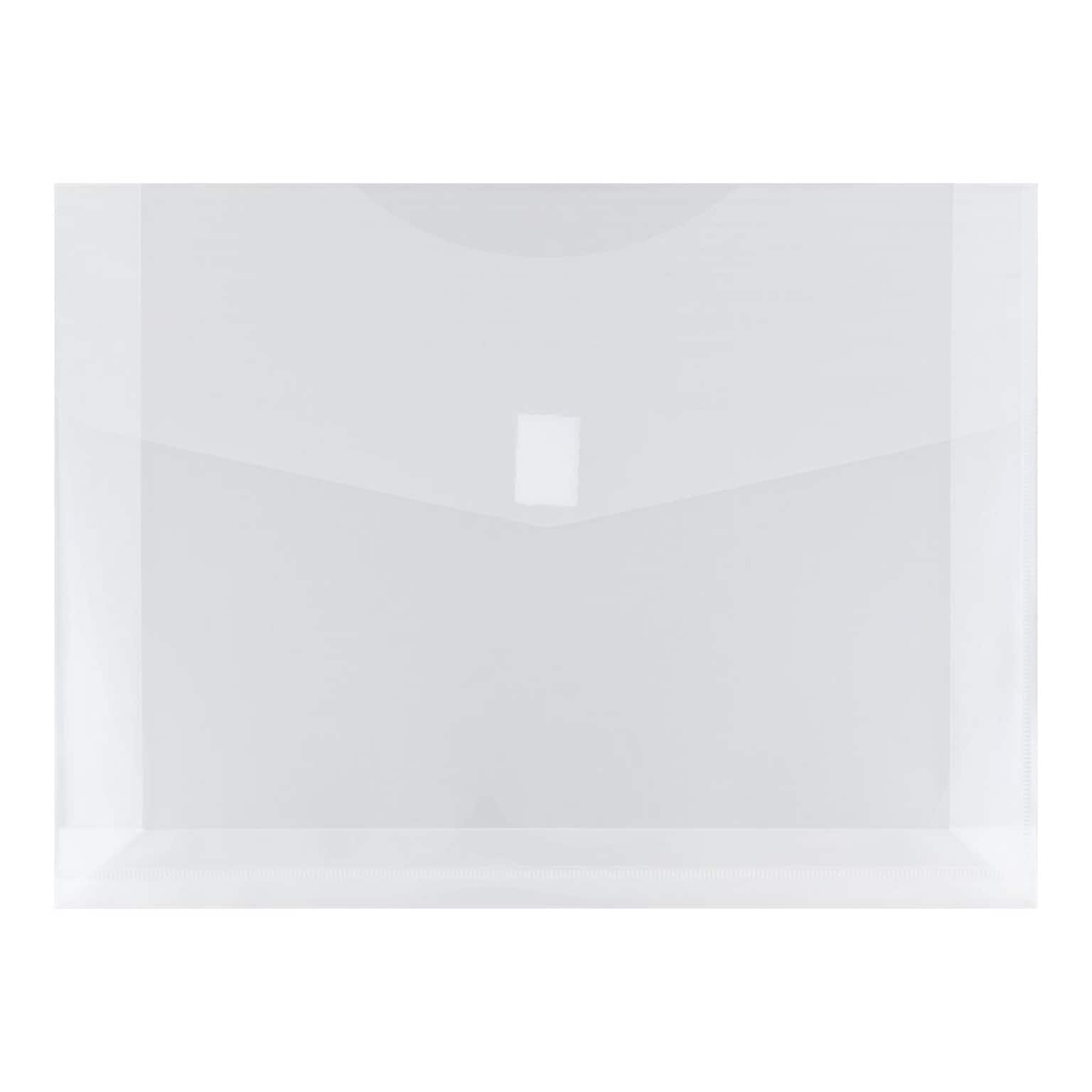 JAM Paper Poly Envelope with Hook & Loop Closure, 2 Expansion, Letter Size, Clear, 12/Pack (218V2CL)