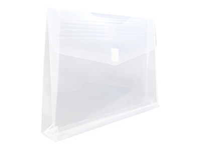 JAM Paper Poly Envelope with Hook & Loop Closure, 2" Expansion, Letter Size, Clear, 12/Pack (218V2CL)