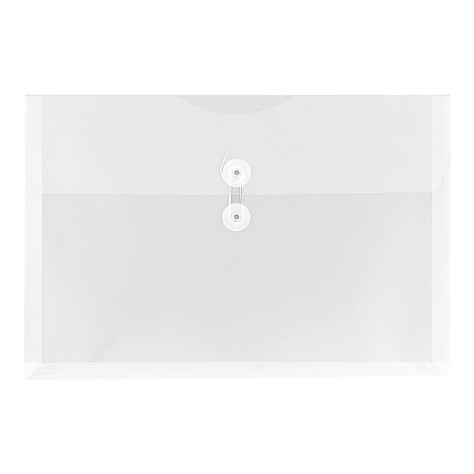 JAM Paper Poly Envelope with Button & String Tie Closure, 1 Expansion, Legal Size, Clear, 12/Pack (219B1CL)