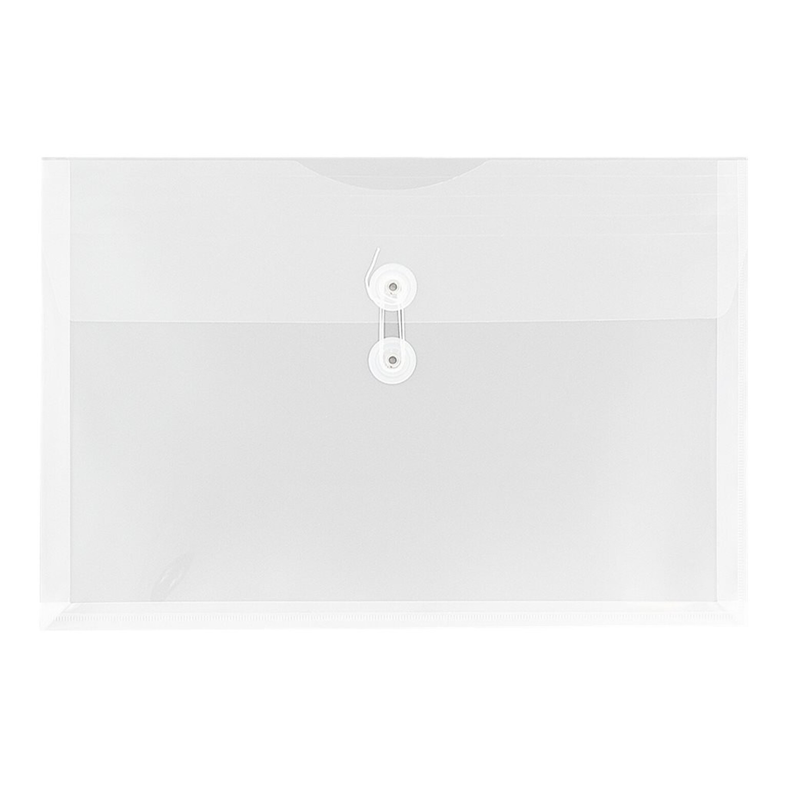 JAM Paper Poly Envelope with Button & String Tie Closure, 1 Expansion, Legal Size, Clear, 12/Pack (219B1CL)