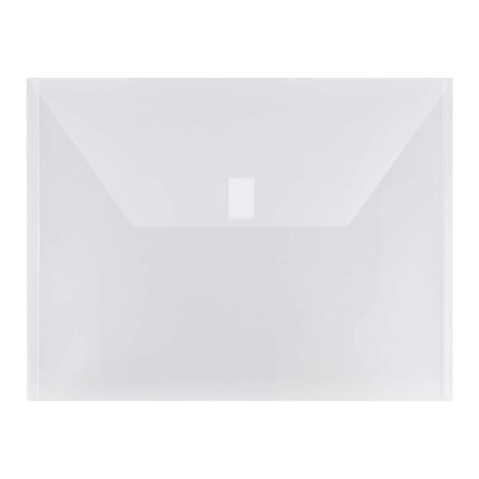 JAM Paper Poly Envelope with Hook & Loop Closure, Letter Size, Clear, 12/Pack (218V0CL)