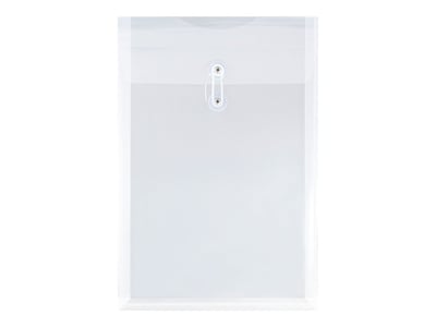 JAM Paper® Plastic Envelopes with Button and String Tie Closure, Legal Size, Clear, 12/Pack (119B1CL