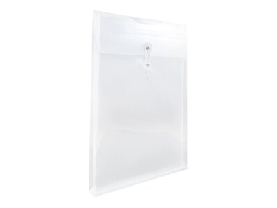 JAM Paper® Plastic Envelopes with Button and String Tie Closure, Legal Size, Clear, 12/Pack (119B1CL