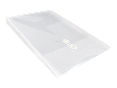 JAM Paper® Plastic Envelopes with Button and String Tie Closure, Legal Size, Clear, 12/Pack (119B1CL)