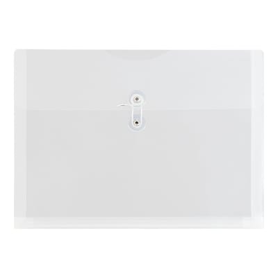 JAM Paper Poly Envelope Button & String Tie Closure, 1 Expansion, Letter Size, Clear, 12/Pack (218B1CL)