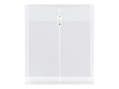 JAM Paper Poly Envelope Button & String Tie Closure, 1 Expansion, Letter Size, Clear, 12/Pack (118B
