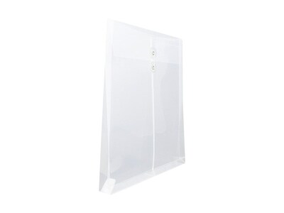 JAM Paper Poly Envelope Button & String Tie Closure, 1" Expansion, Letter Size, Clear, 12/Pack (118B1CL)