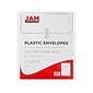 JAM Paper Poly Envelope Button & String Tie Closure, 1" Expansion, Letter Size, Clear, 12/Pack (118B1CL)