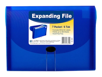 C-Line Expanding File, Letter Size, 7-Pocket, Blue (CLI48305)