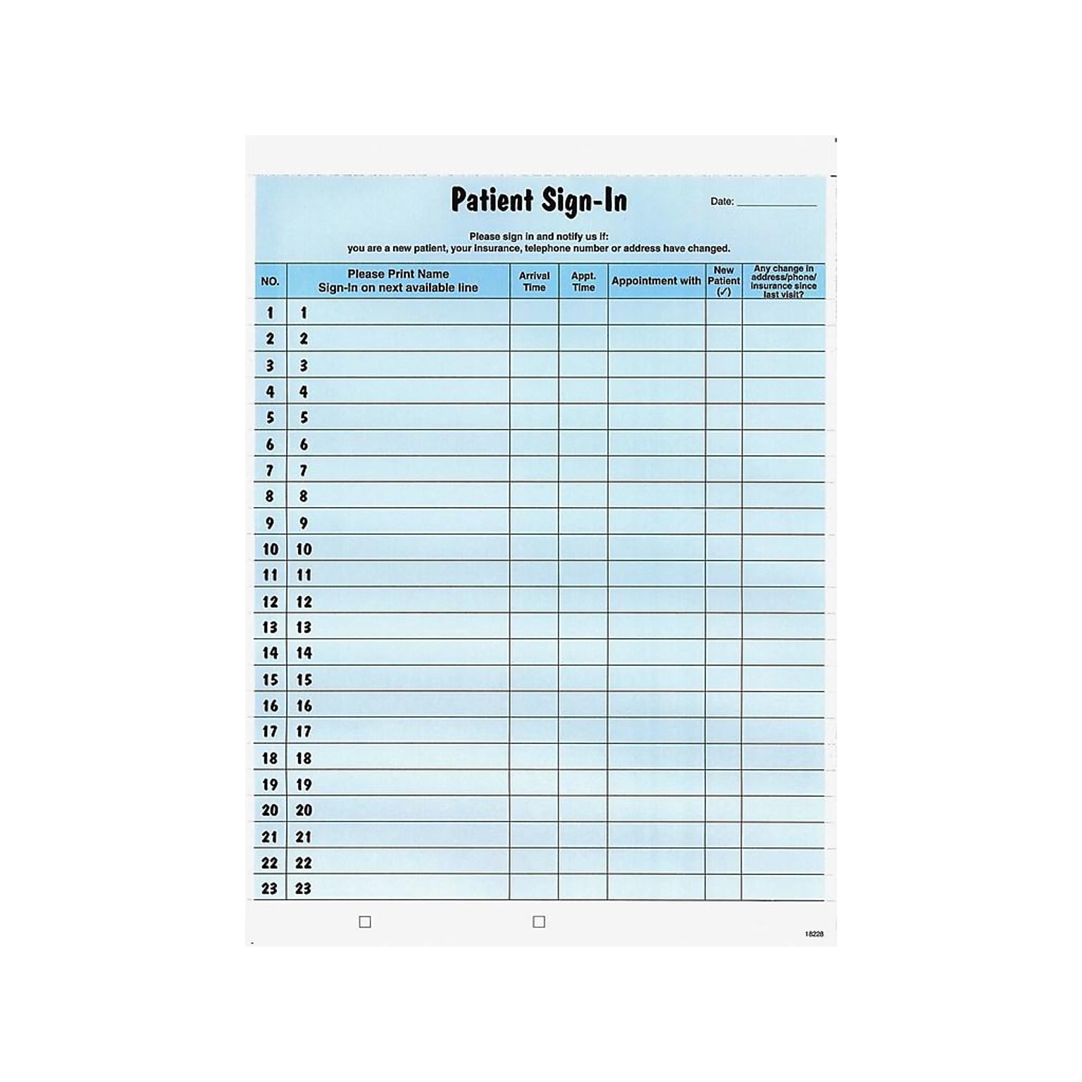 Tabbies Healthcare Patient Privacy Sign-In Sheets, 11L x 8.5W, 125/Pack (14531)