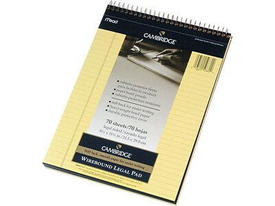 Cambridge Steno Pad, 8.5" x 11", Wide Ruled, Blue, 70 Sheets/Pad (MEA59880)