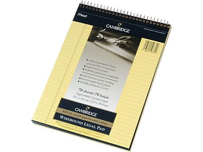 Cambridge Steno Book, 8.5" x 11", Wide Ruled, 70 Sheets, Blue (59880)