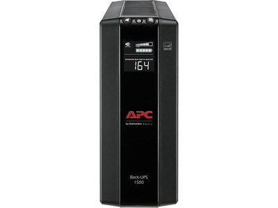 Schneider Electric Back UPS Pro Battery Backup and Surge Protector, Compact Tower, 1500VA, AVR, LCD,