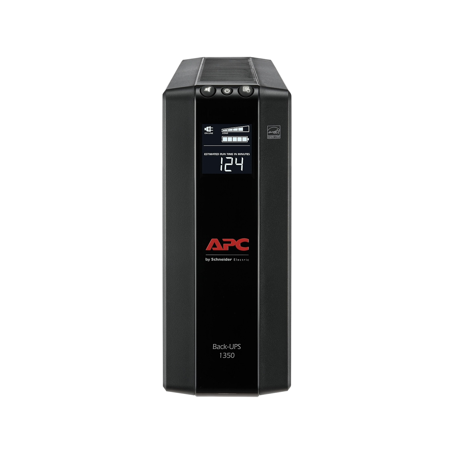 APC Back UPS Pro Battery Backup and Surge Protector, Compact Tower, 1350VA, AVR, LCD, 120V, Black (BX1350M)