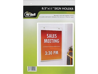 NuDell Sign Holder, 8.5" x 11", Clear Plastic (38011)