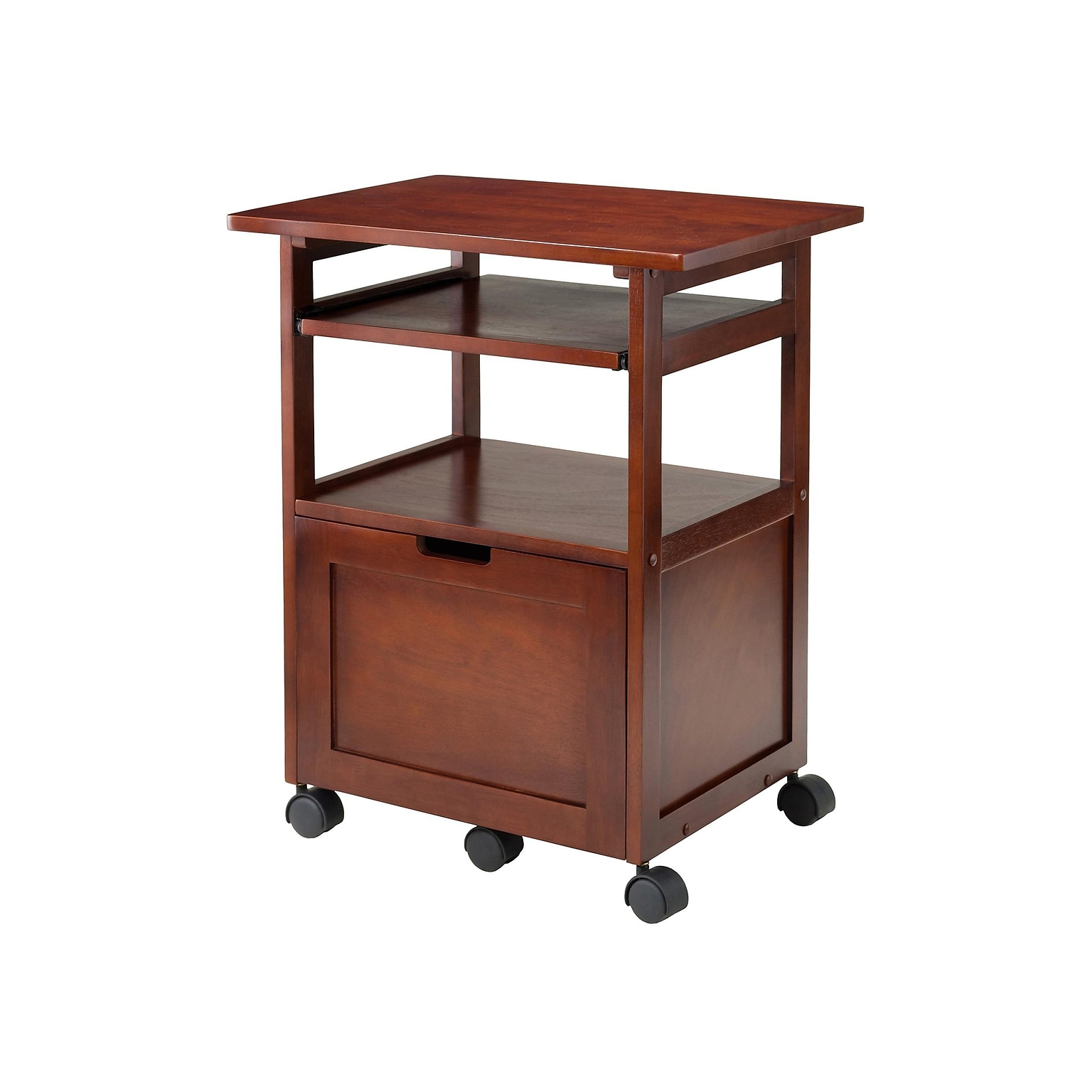 Winsome Piper 3-Shelf Wood Mobile Printer Stand, Brown (94427)