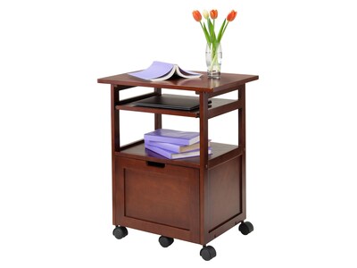 Winsome Piper 3-Shelf Wood Mobile Printer Stand with Swivel Wheels, Walnut (94427)