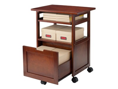 Winsome Piper 3-Shelf Wood Mobile Printer Stand with Swivel Wheels, Walnut (94427)