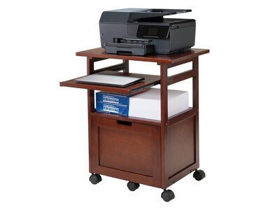Winsome Piper 3-Shelf Wood Mobile Printer Stand with Swivel Wheels, Walnut (94427)