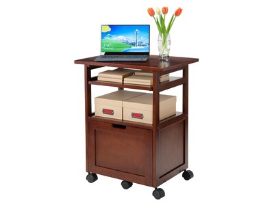 Winsome Piper 3-Shelf Wood Mobile Printer Stand with Swivel Wheels, Walnut (94427)