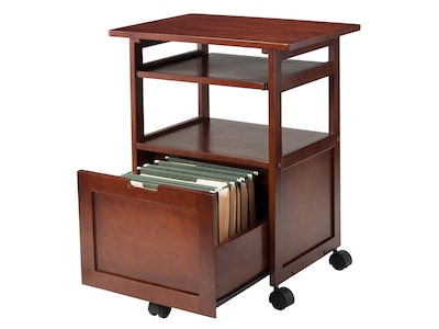 Winsome Piper 3-Shelf Wood Mobile Printer Stand with Swivel Wheels, Walnut (94427)